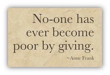 No one is poor from giving